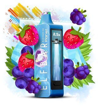 Elf Bar Planet 25000 Blue Razz Ice (Ягодный лимонад со льдом) &mdash; фото одноразовой pod-системы