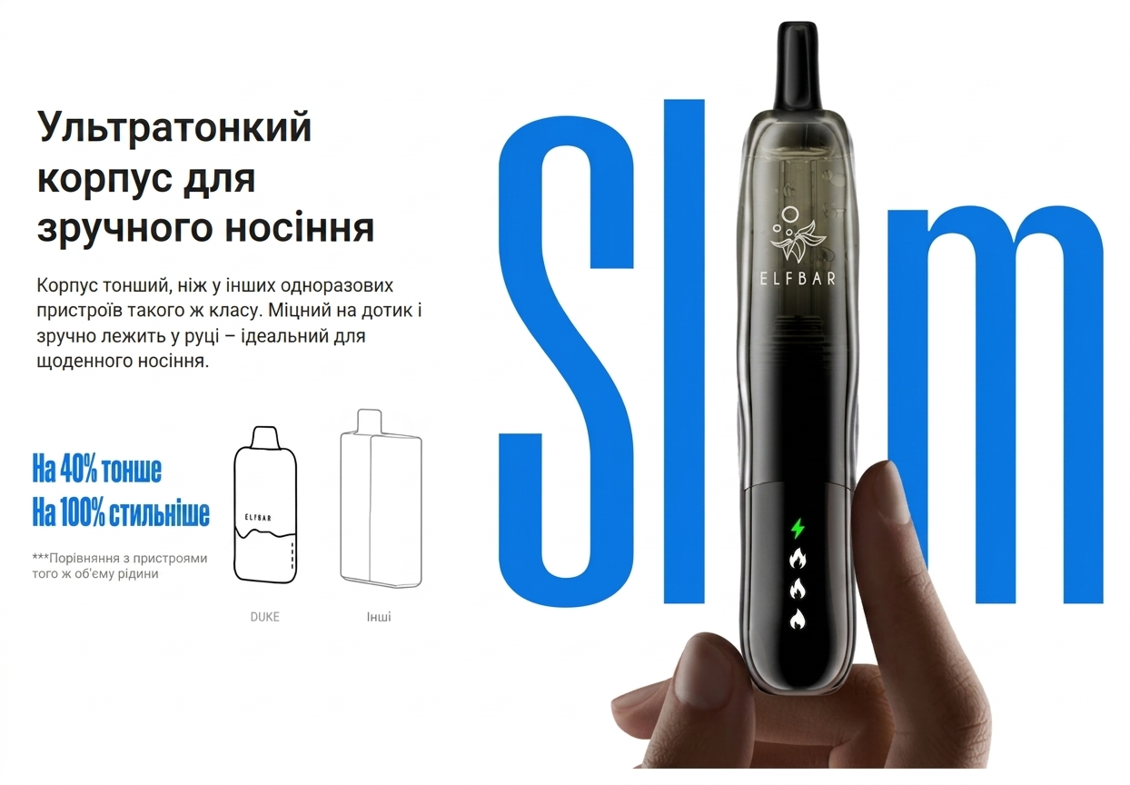 Ультратонкий корпус Elf Bar DUKE 30000 у руці