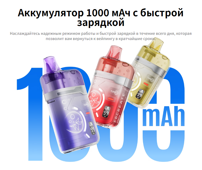 Elf Bar EBCreate BC Pro 40000 с аккумулятором 1000 мА·ч и быстрой зарядкой