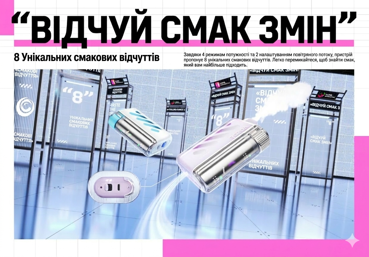 Основні особливості Vozol Vista 40000: 4 режими потужності та 2 режими повітропотоку