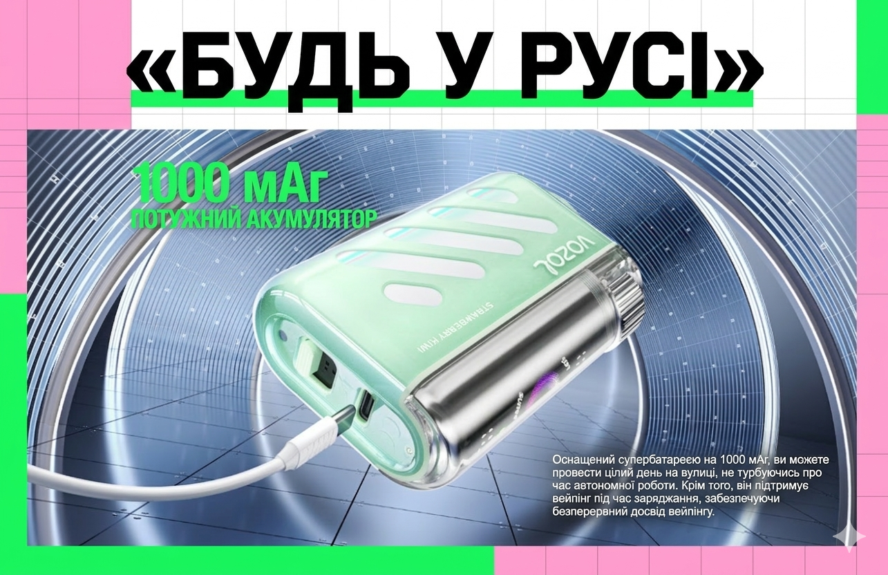 Vozol Vista 40000 з акумулятором 1000 мА·год під час зарядки